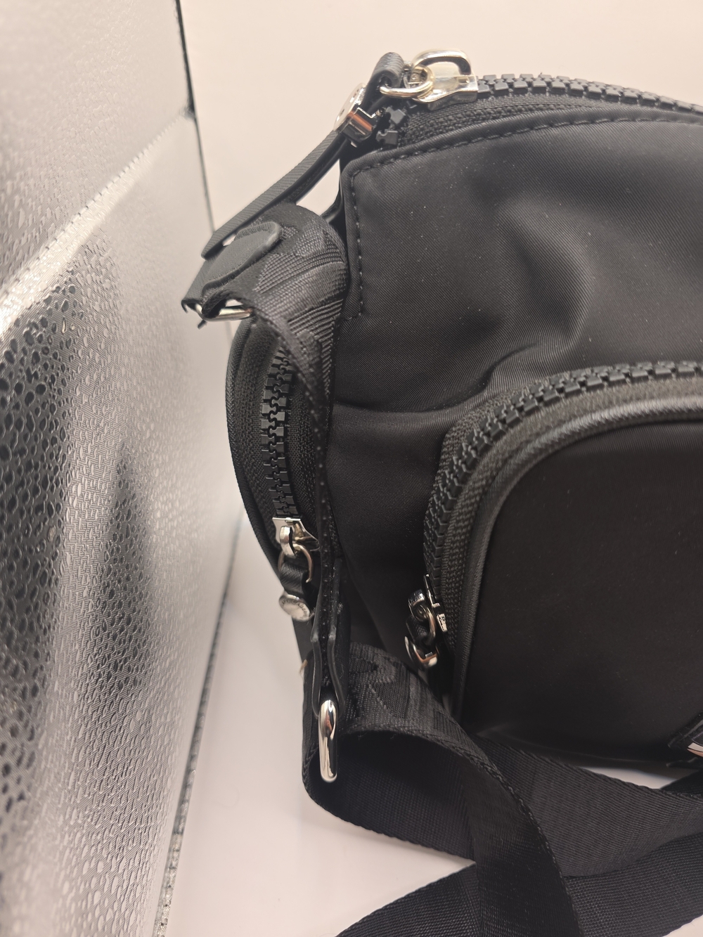 Karl Lagerfeld Black Nylon Crossbody Bag with Character Patch - Picture 6 of 15